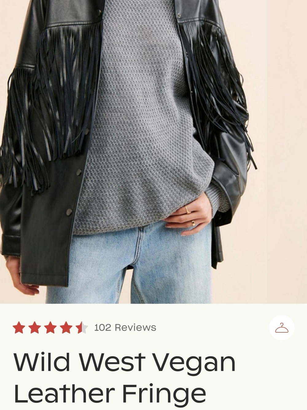 Sage the Label Black Vegan Leather Fringe Jacket small NWOT